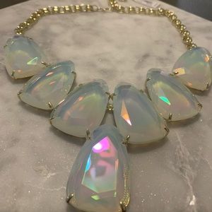 NWT Kendra Scott Harlow Gold Statement Necklace in Iridescent Opalite